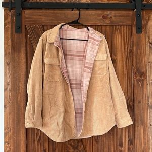 Love Tree Reversible Camel Shacket